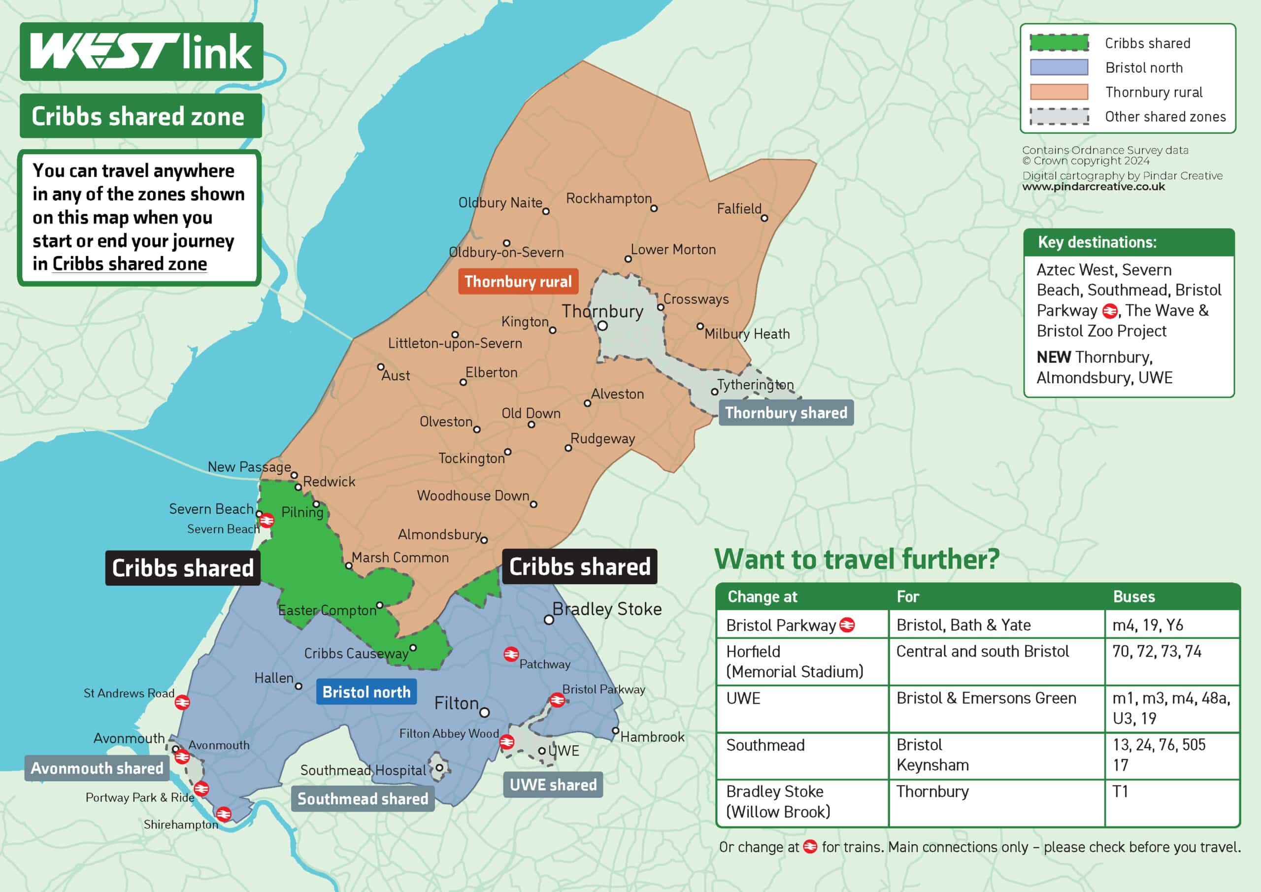 Cribbs shared zone map showing the boundaries and where you can travel. This information is also provided in an accessible version below.