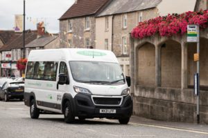 Green Community Transport vehicle at Chipping Sodbury high street