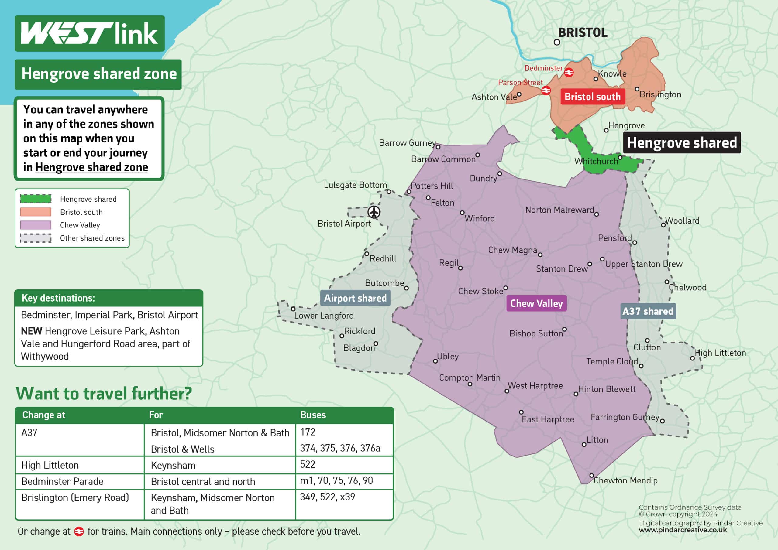 Hengrove shared zone map showing the boundaries and where you can travel. This information is also provided in an accessible version below.