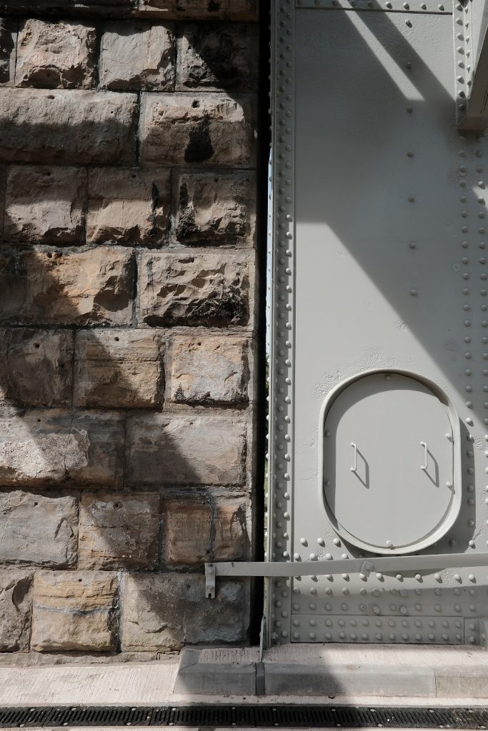 Ashton Avenue Swing Bridge after refurbishment close up detail of stone