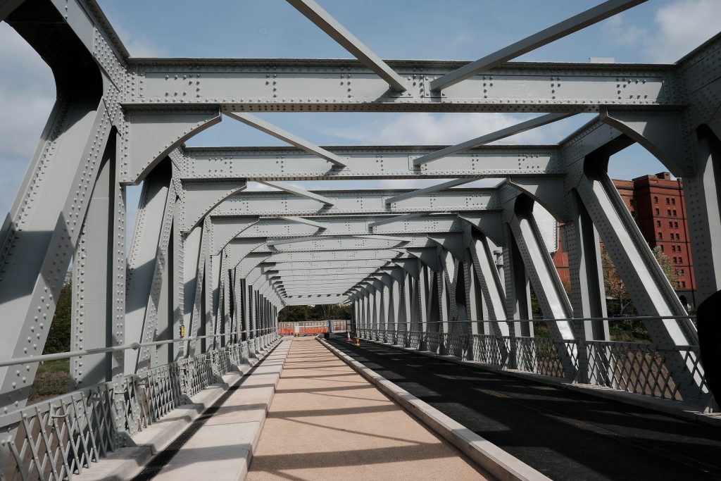 Ashton Avenue Swing Bridge after refurbishment view from the bridge from start to end