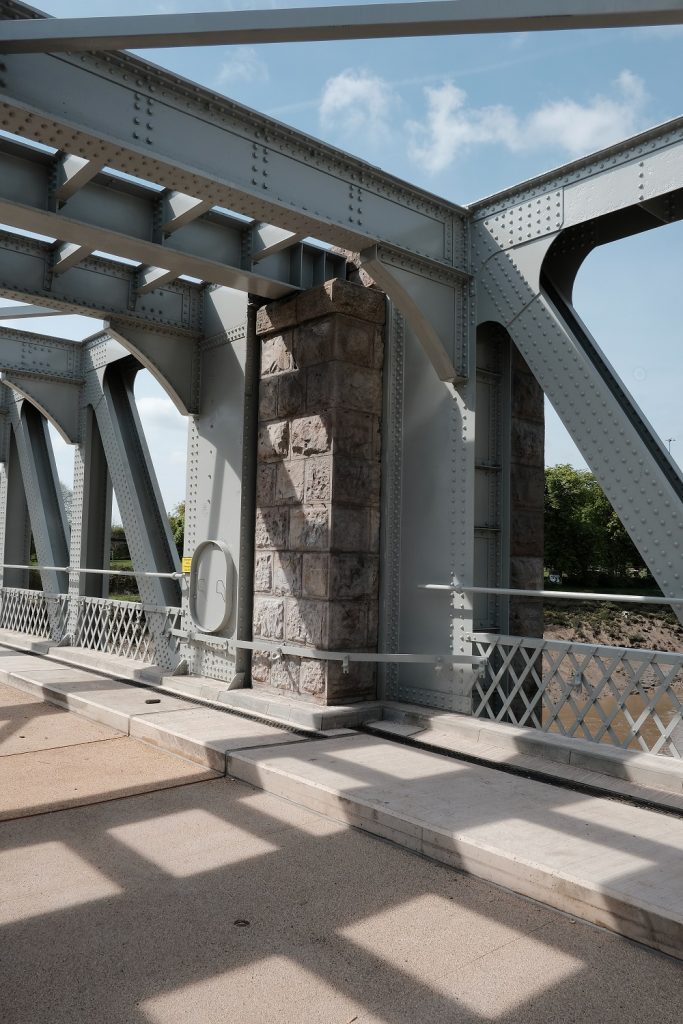 Ashton Avenue Swing Bridge after refurbishment view from the bridge upclose