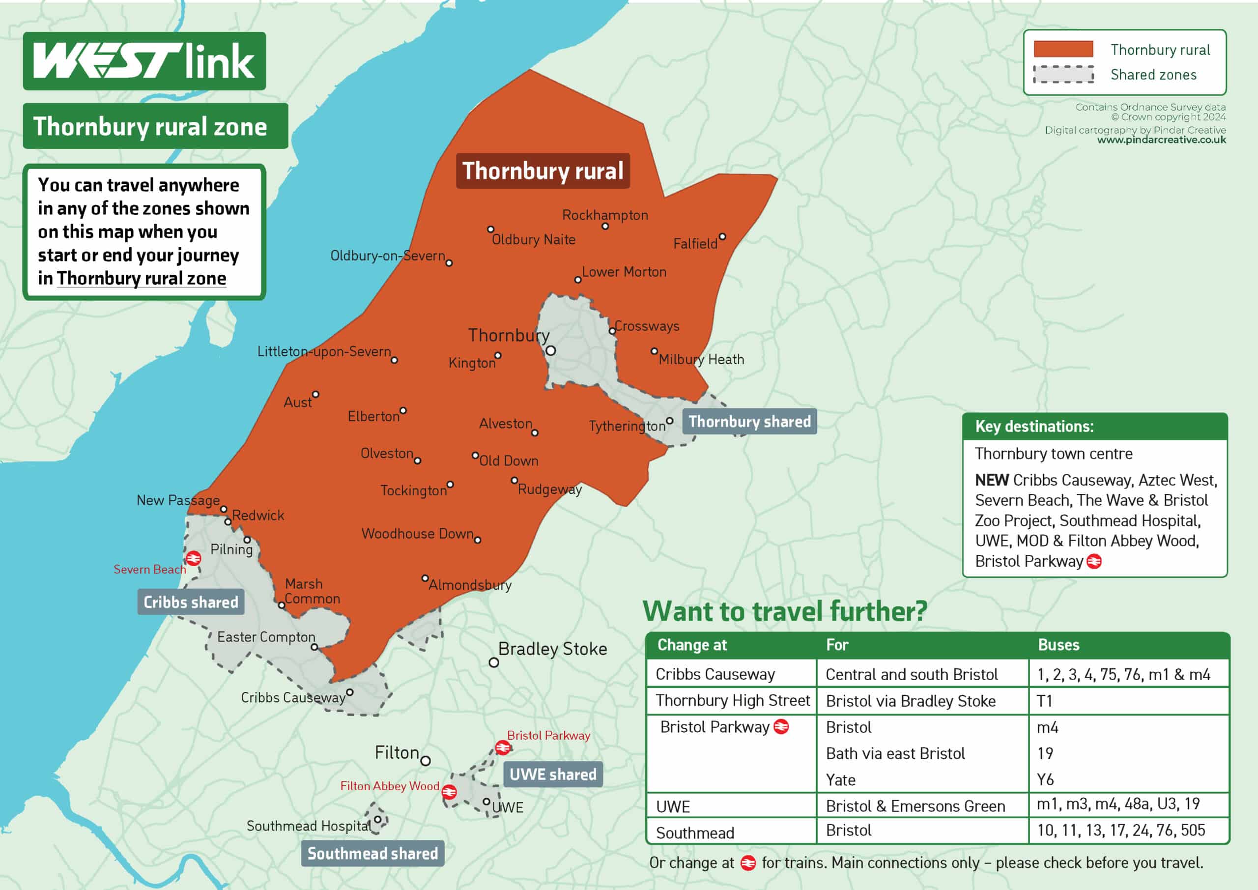 Thornbury Rural Zone map showing the boundaries and where you can travel. This information is also provided in an accessible version below.